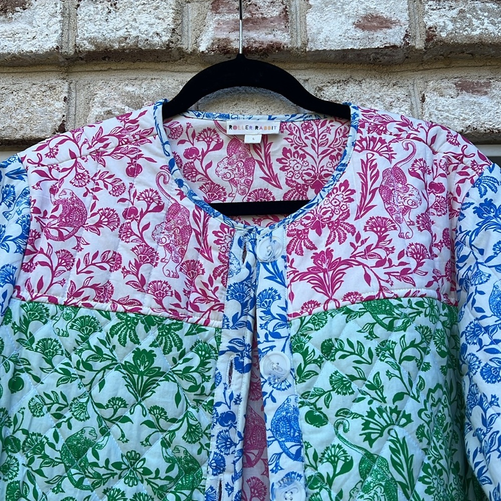 Roller Rabbit Multicolor Block Print Cotton Quilt… - image 2